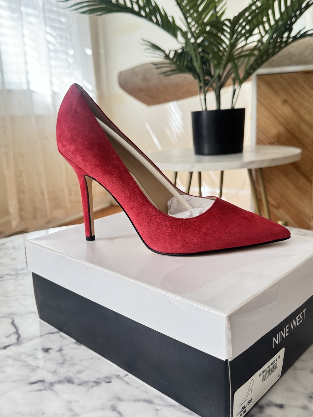 Nine West Red Suede Pointed-Toe Stiletto Heel
